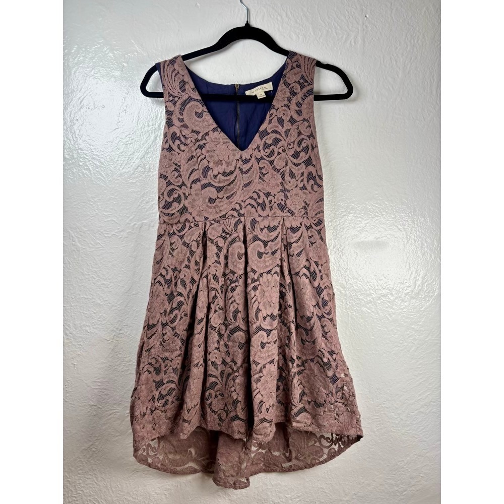 Monteau Lace High-Low Dress Medium‎ Mauve Pink Wedding Guest Coquette Romantic